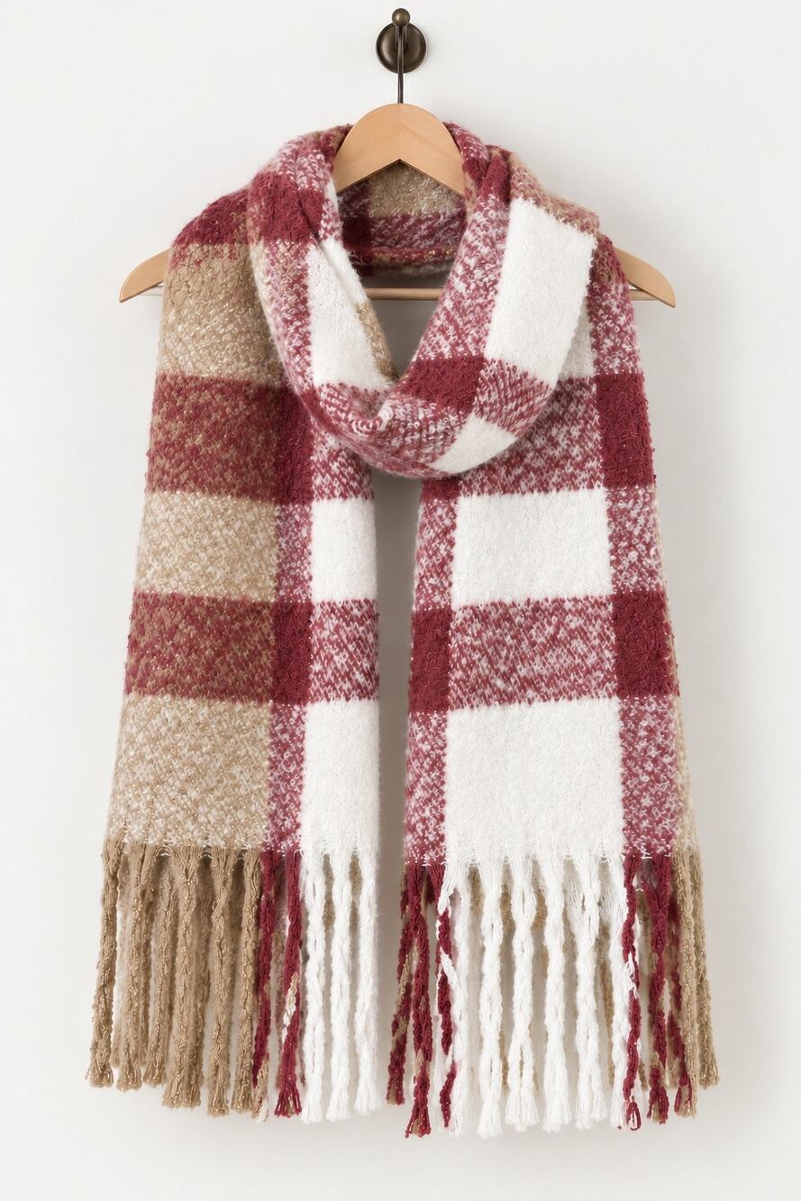 Calvin Klein Chunky Oversized Plaid Blanket Scarf NWT